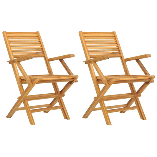 Folding Garden Chairs 2 Pcs 55X62X90 Cm Solid Wood Teak