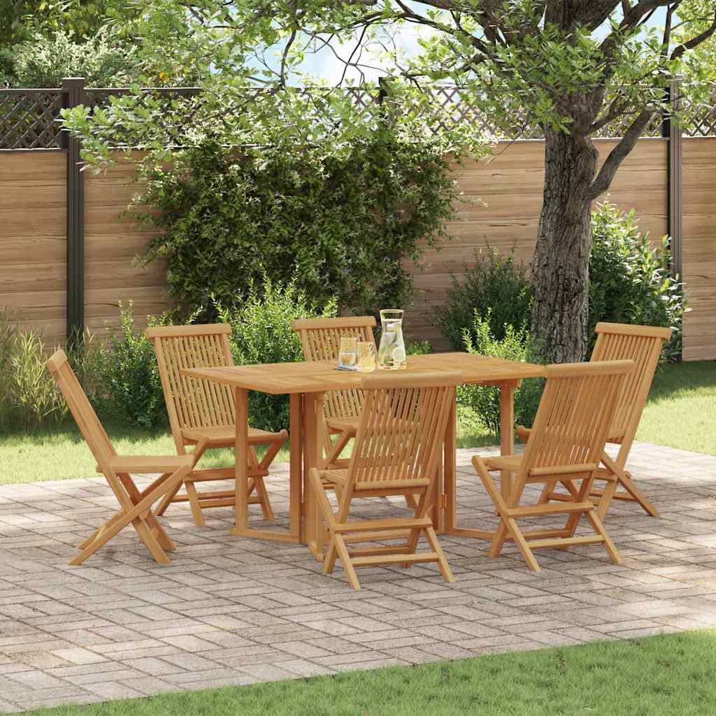 Garden Dining Set 7 Pcs Brown 140 X 80 X 75 Cm Solid Teak Wood
