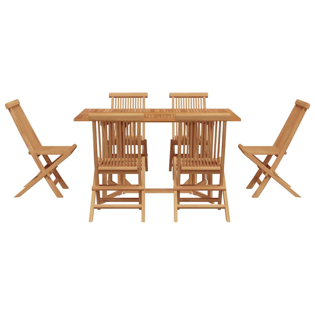 Garden Dining Set 7 Pcs Brown 140 X 80 X 75 Cm Solid Teak Wood