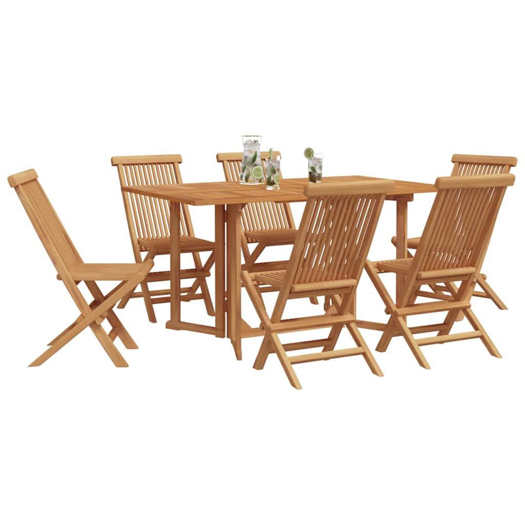 Garden Dining Set 7 Pcs Brown 140 X 80 X 75 Cm Solid Teak Wood