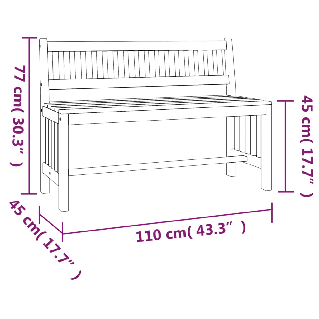 Garden Bench 110 Cm Solid Wood Eucalyptus