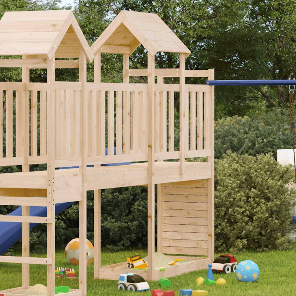 Play Tower With Rockwall 53X110.5X214 Cm Solid Wood Pine