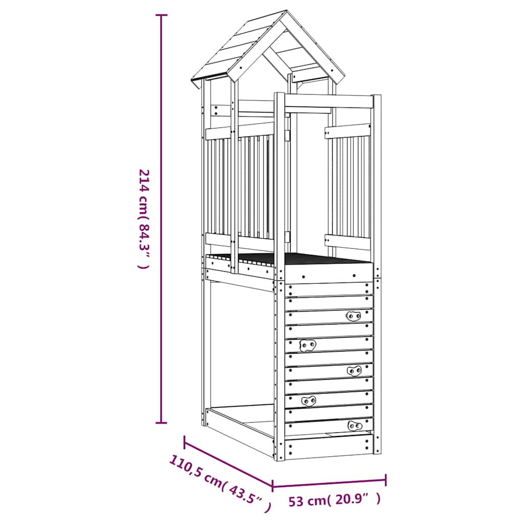 Play Tower With Rockwall 53X110.5X214 Cm Solid Wood Pine