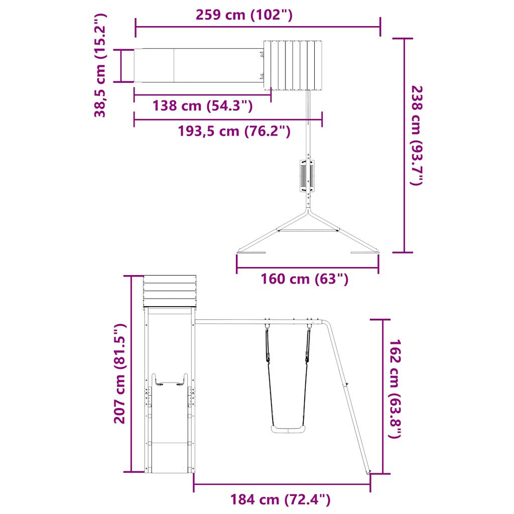 Outdoor Playset Solid Wood Pine
