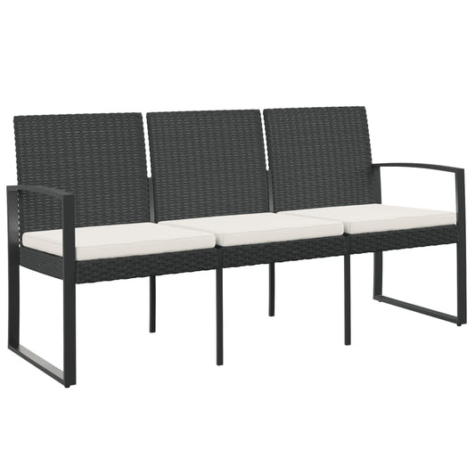 3-Seater Garden Bench With Cushions Pp Rattan