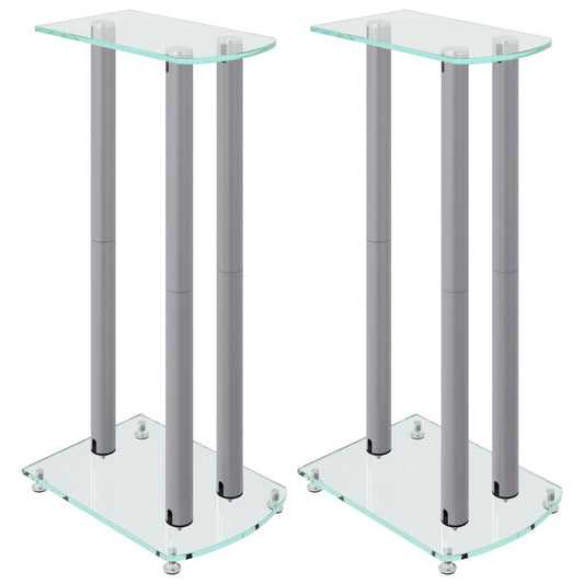 Speaker Stands 2 Pcs Tempered Glass 3 Pillars Design