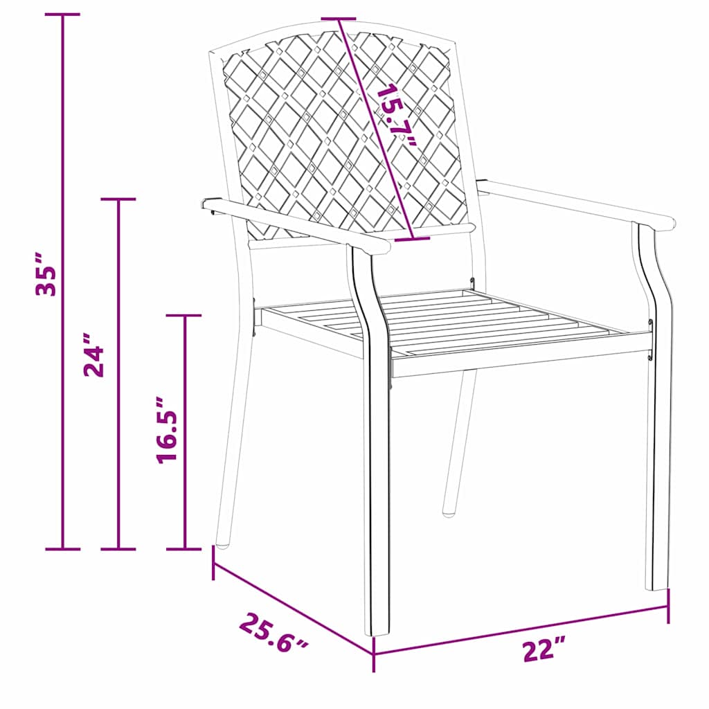 Chair 2 Pcs 56 X 65 X 89Cm Steel