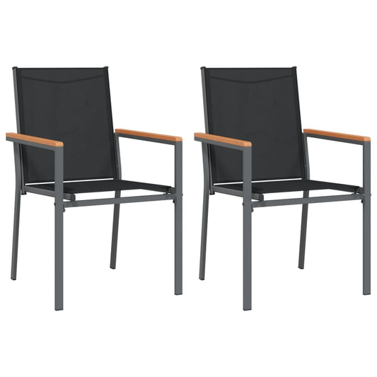Garden Chairs 2 Pcs Black 55X61.5X90 Cm Textilene And Steel