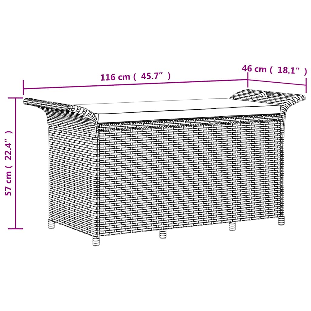 Garden Bench With Cushion Poly Rattan