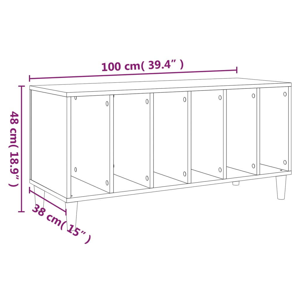 Record Cabinet Sonoma Oak 100X38X48 Cm Engineered Wood