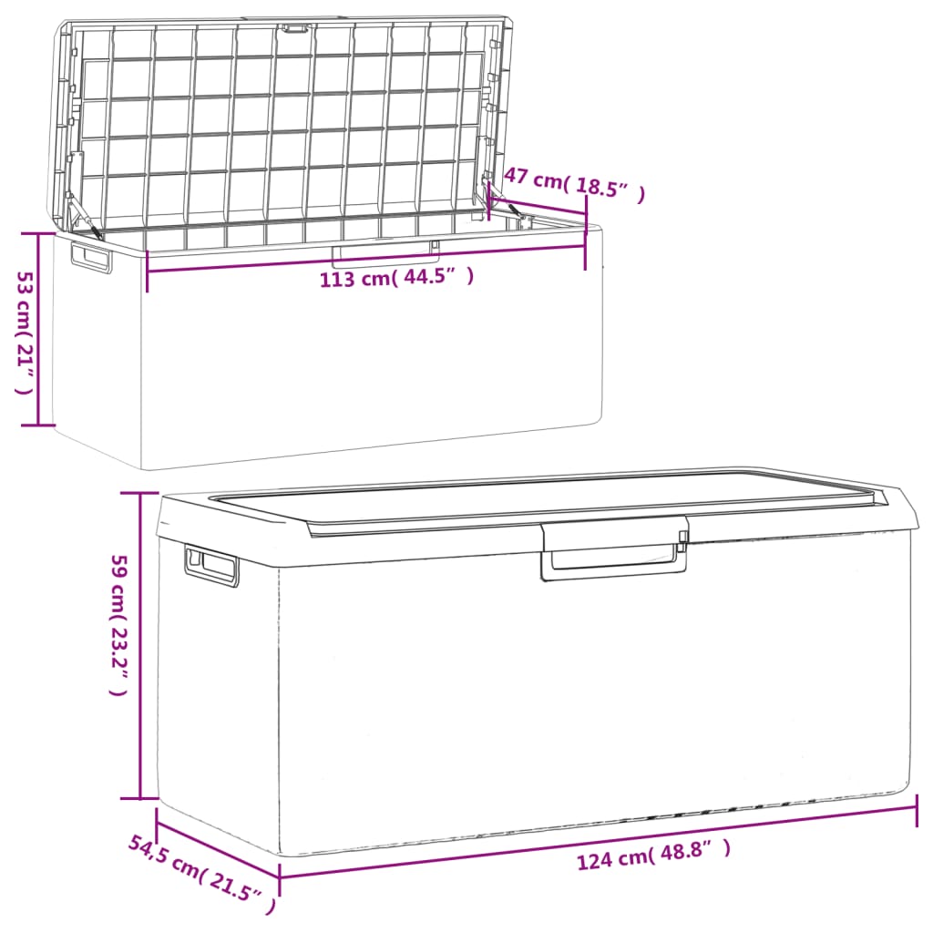 Garden Storage Box With Seat Cushion 350 L Pp