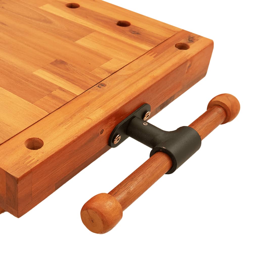 Workbench Tabletop With Vice 52X44X9.5 Cm Solid Wood Acacia