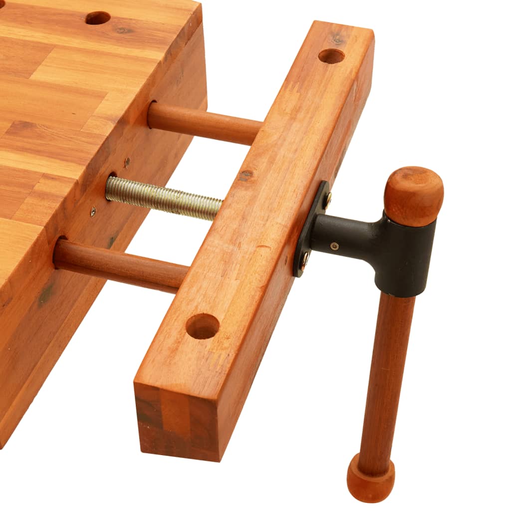 Workbench Tabletop With Vice 52X44X9.5 Cm Solid Wood Acacia