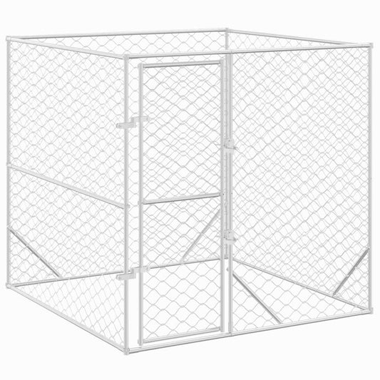 Outdoor Dog Kennel Silver Galvanised Steel