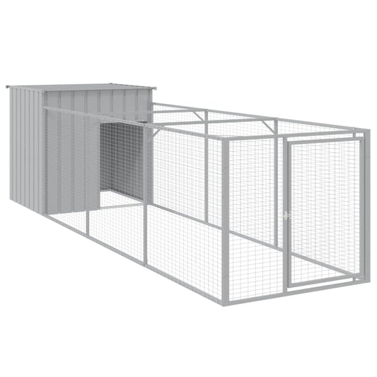 Dog House With Run Galvanised Steel