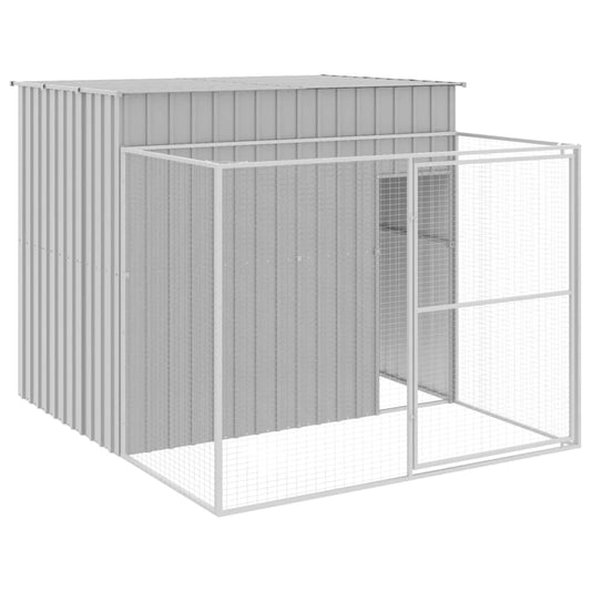 Dog House With Run Galvanised Steel