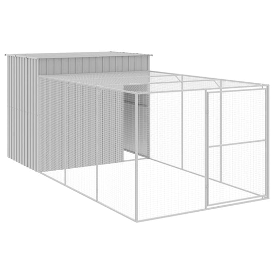 Dog House With Run Galvanised Steel