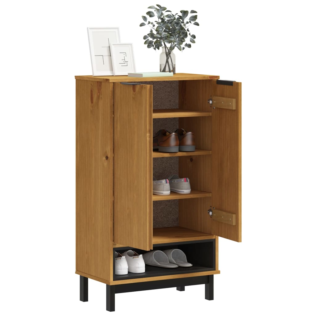 Shoe Cabinet Flam 59.5X35X107 Cm Solid Wood Pine
