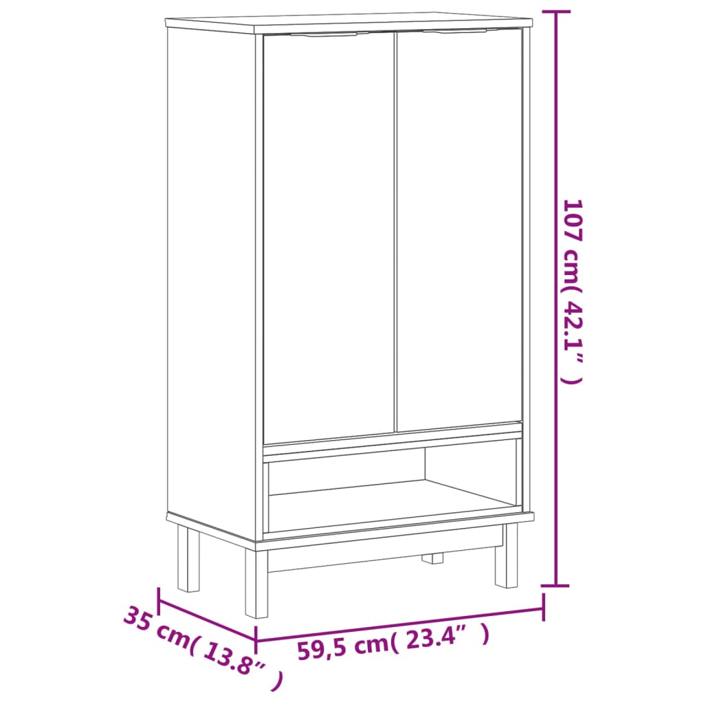 Shoe Cabinet Flam 59.5X35X107 Cm Solid Wood Pine