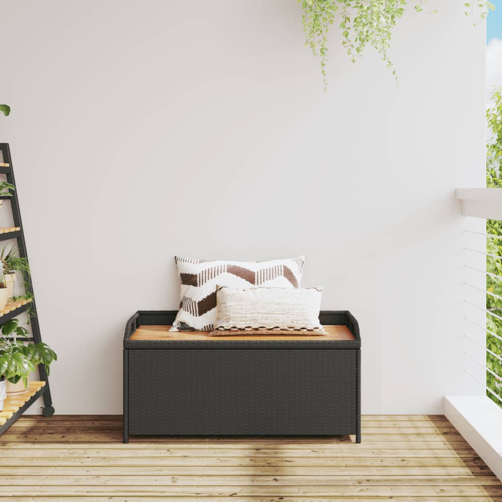 Storage Bench Poly Rattan And Acacia Wood