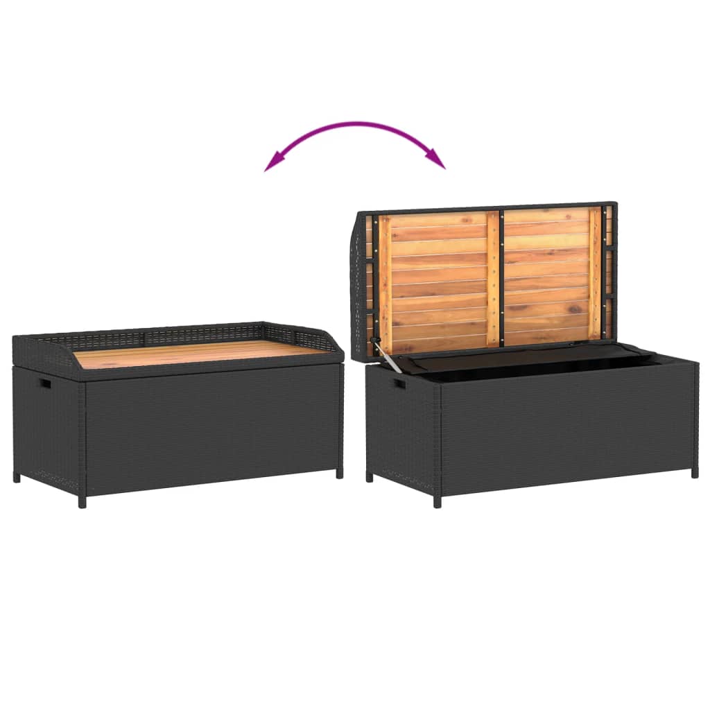 Storage Bench Poly Rattan And Acacia Wood