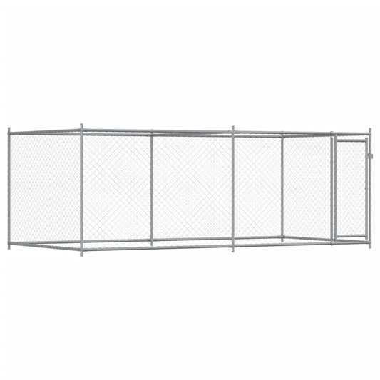 Dog Cage With Door Grey Galvanised Steel