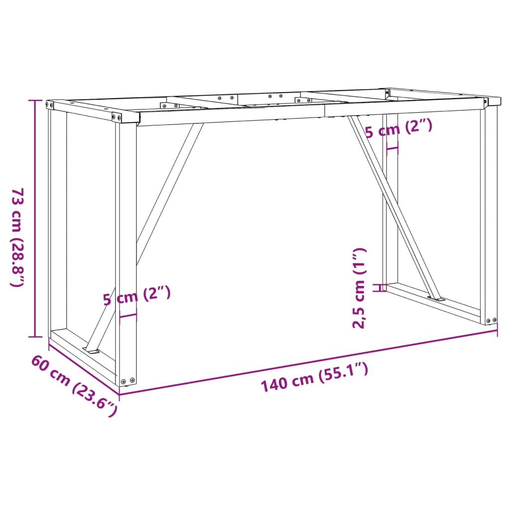 Dining Table Legs O-Frame 140X60X73 Cm Steel