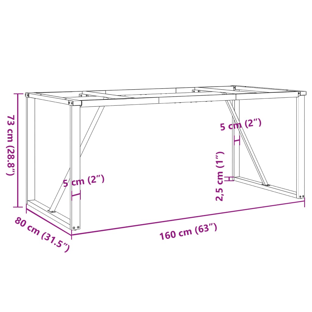 Dining Table Legs O-Frame 160X80X73 Cm Steel