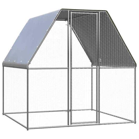Chicken Cage Silver And Grey Galvanised Steel