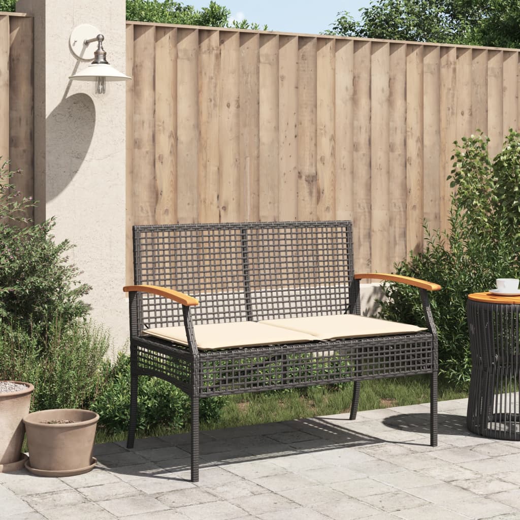 Garden Bench With Cushion Poly Rattan Acacia Wood