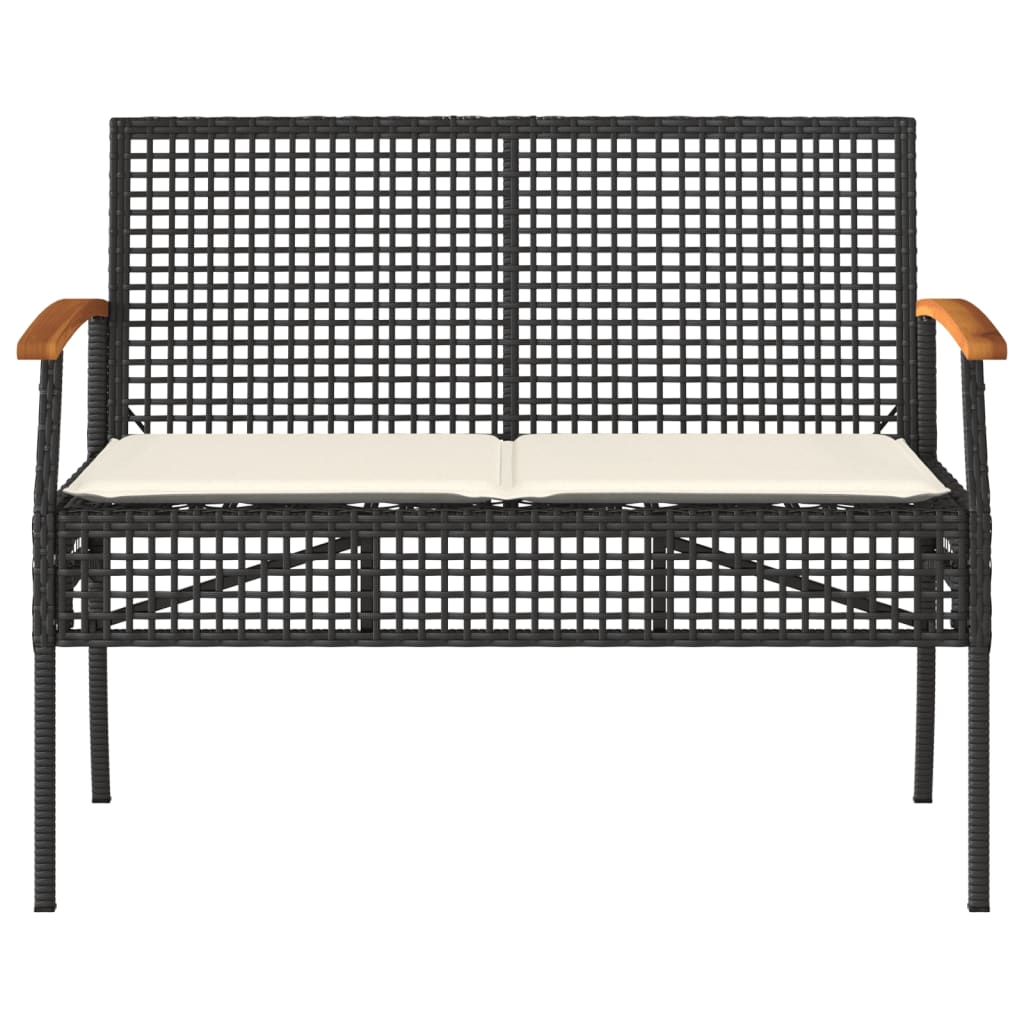 Garden Bench With Cushion Poly Rattan Acacia Wood
