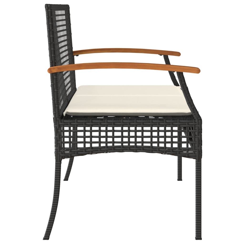 Garden Bench With Cushion Poly Rattan Acacia Wood