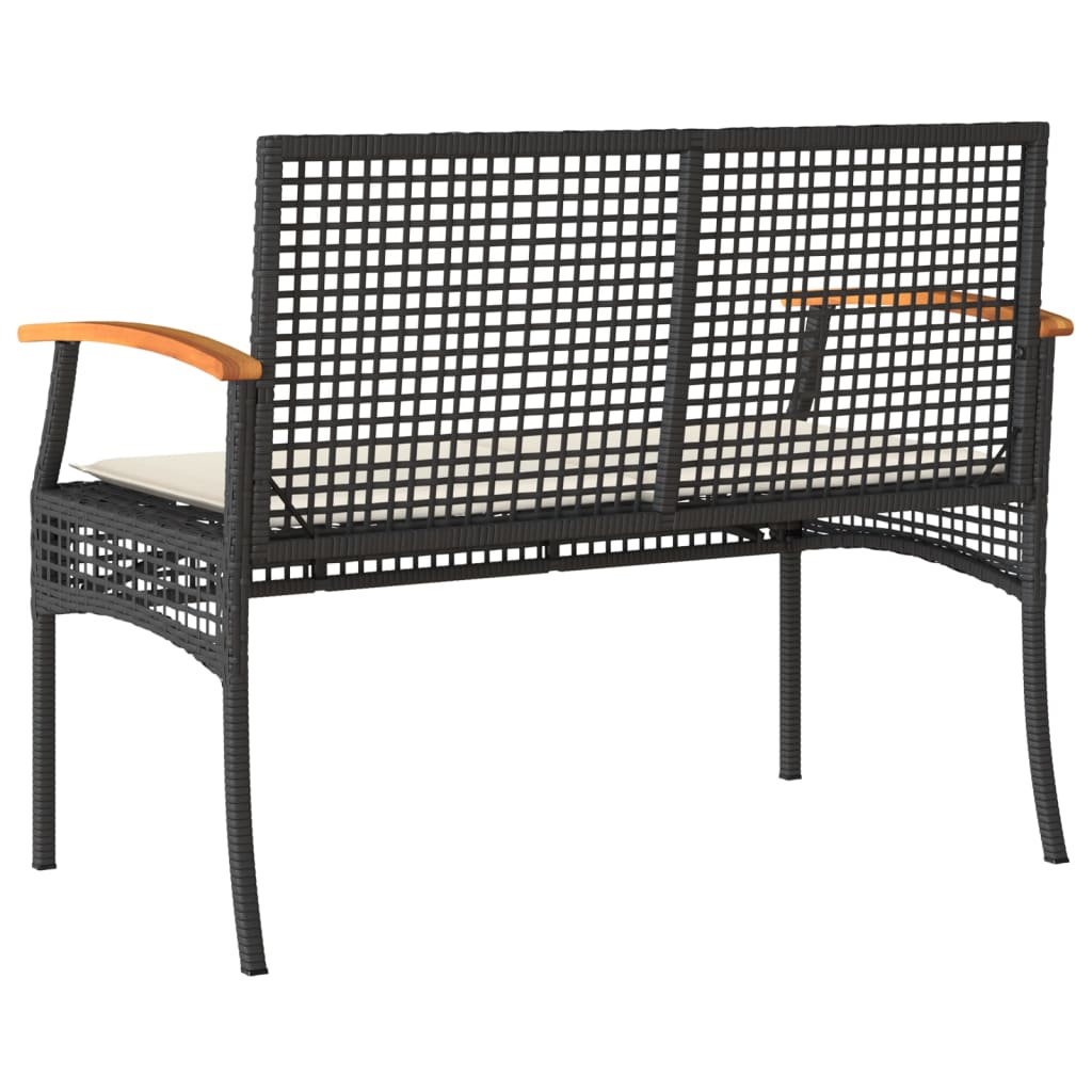 Garden Bench With Cushion Poly Rattan Acacia Wood