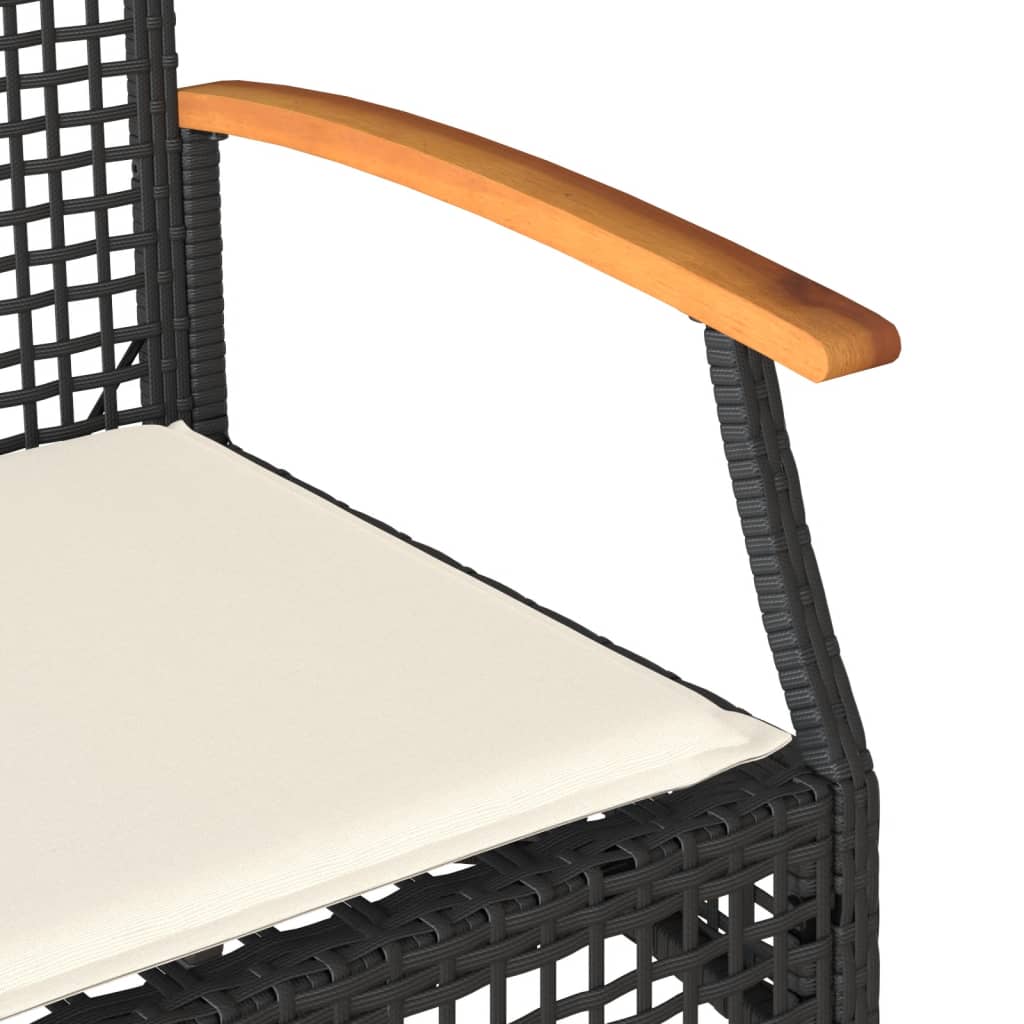 Garden Bench With Cushion Poly Rattan Acacia Wood