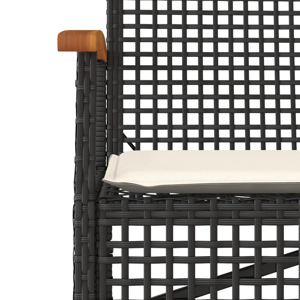 Garden Bench With Cushion Poly Rattan Acacia Wood