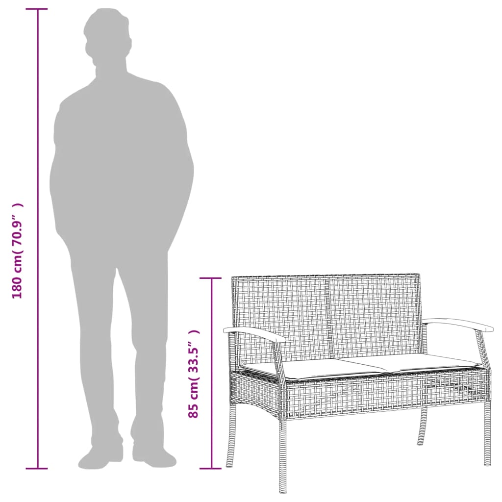 Garden Bench With Cushion Poly Rattan Acacia Wood