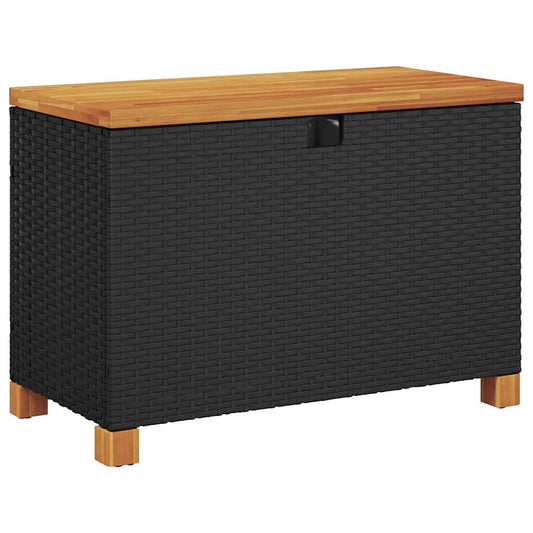 Garden Storage Box Poly Rattan Acacia Wood