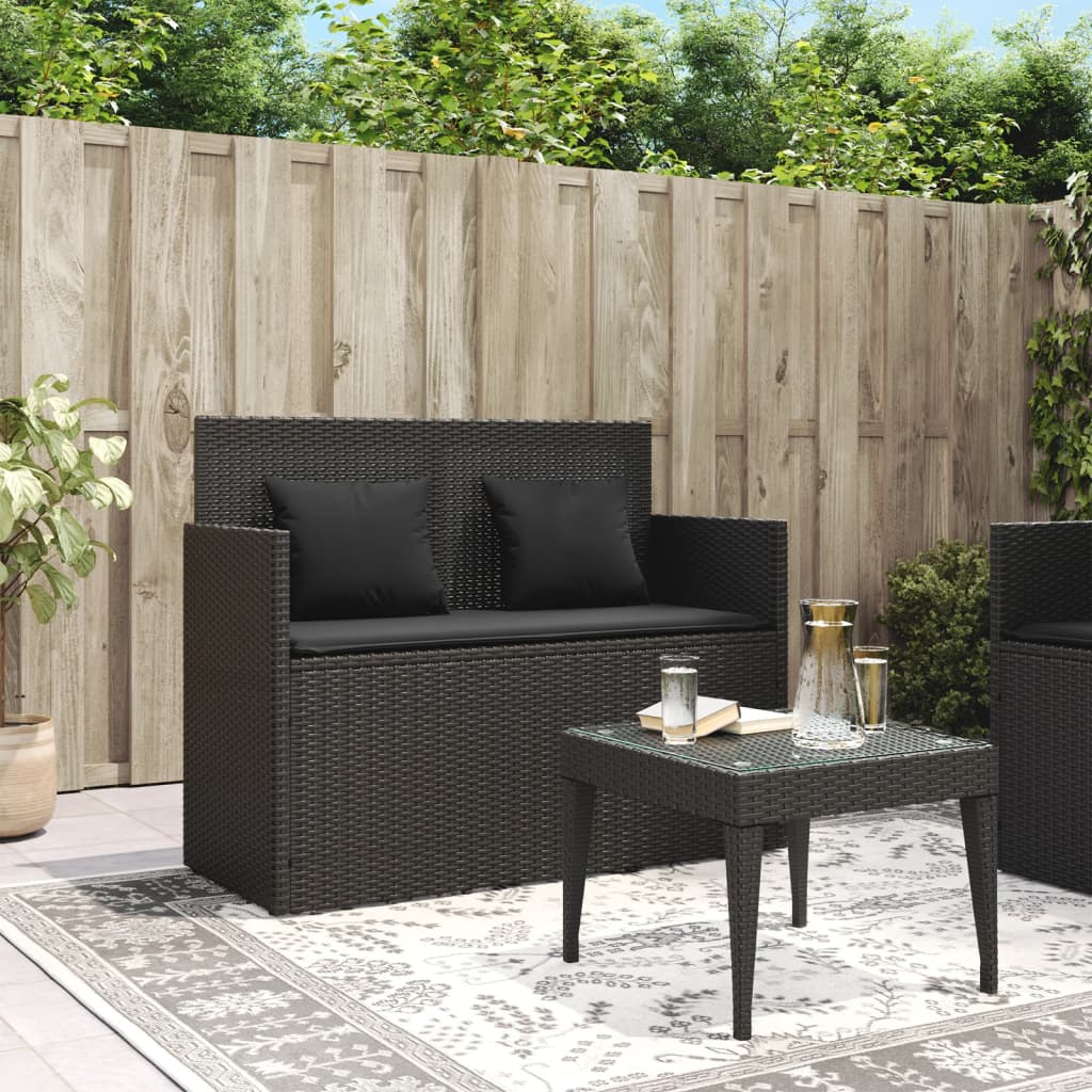 Garden Bench With Cushions Poly Rattan