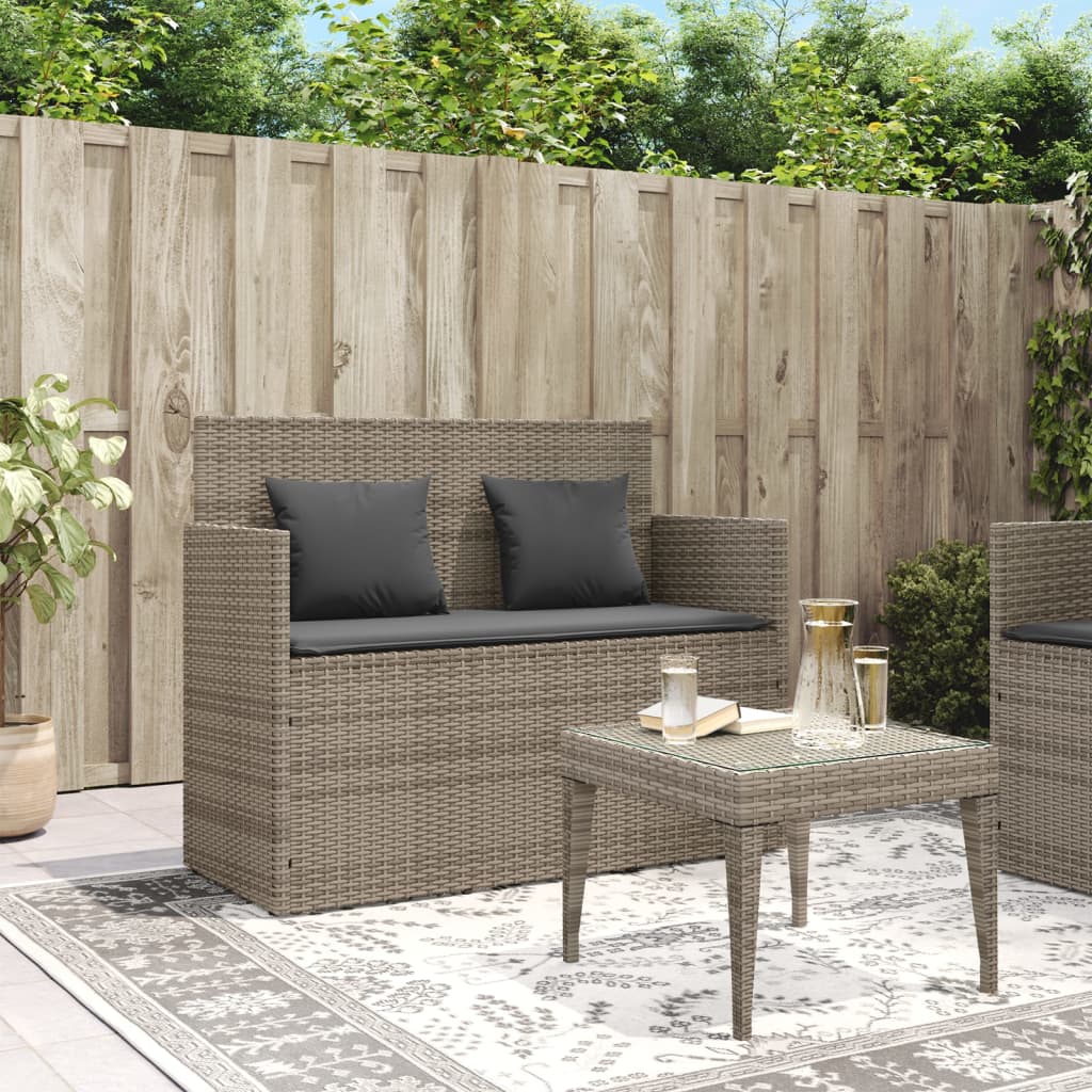 Garden Bench With Cushions Poly Rattan
