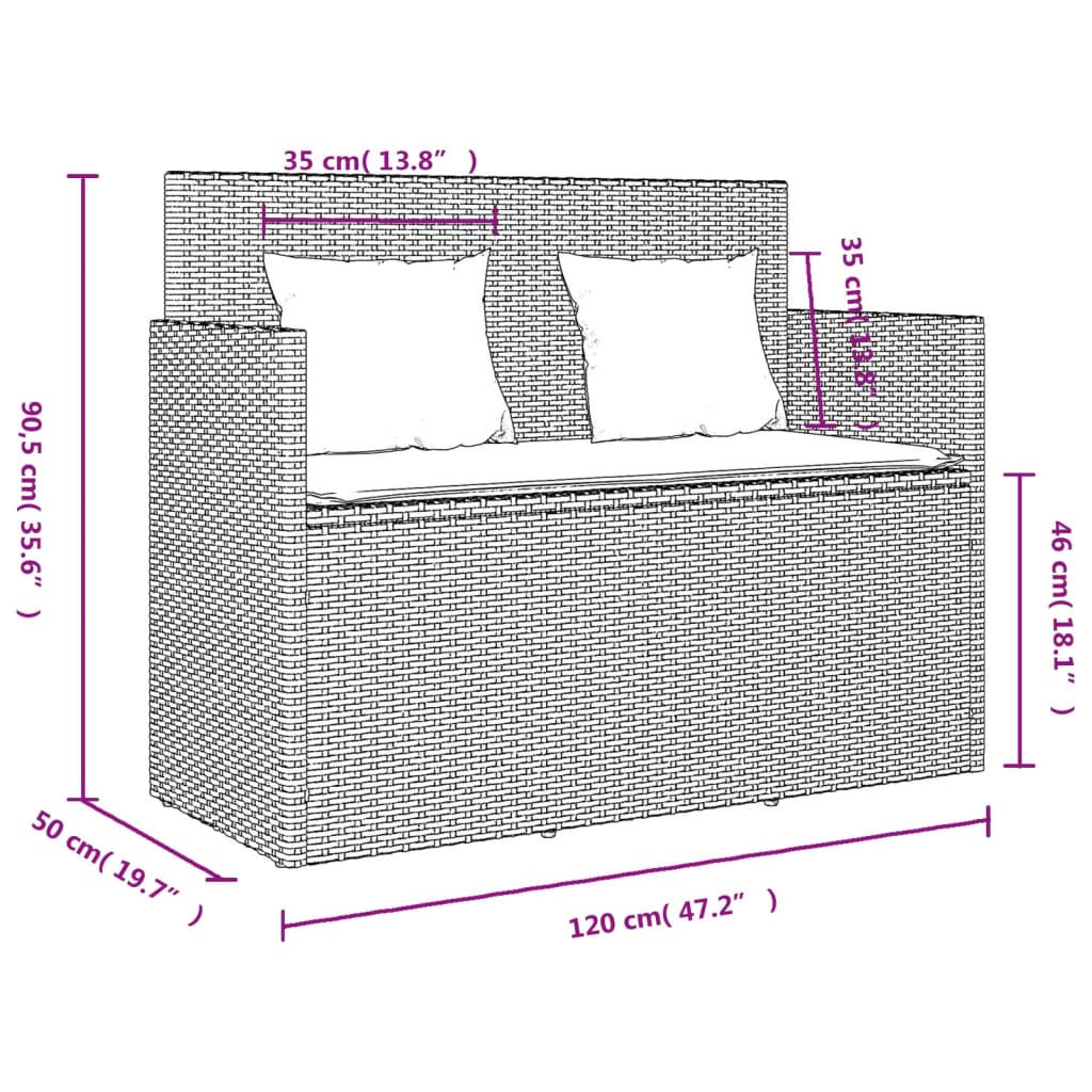 Garden Bench With Cushions Poly Rattan