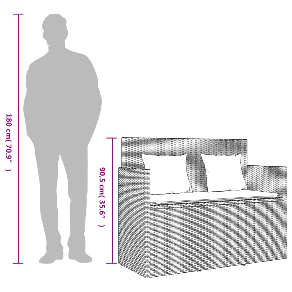 Garden Bench With Cushions Poly Rattan