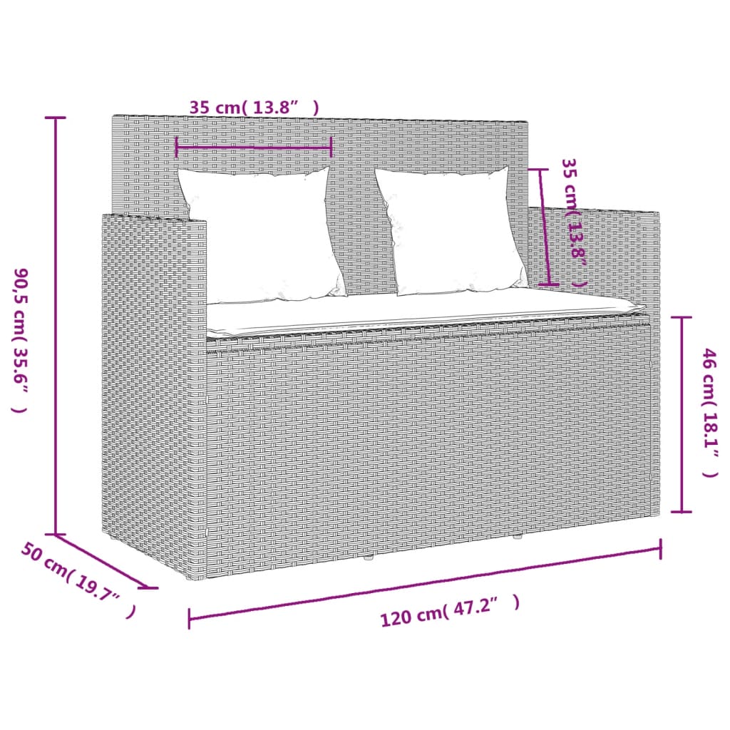 Garden Bench With Cushions Poly Rattan