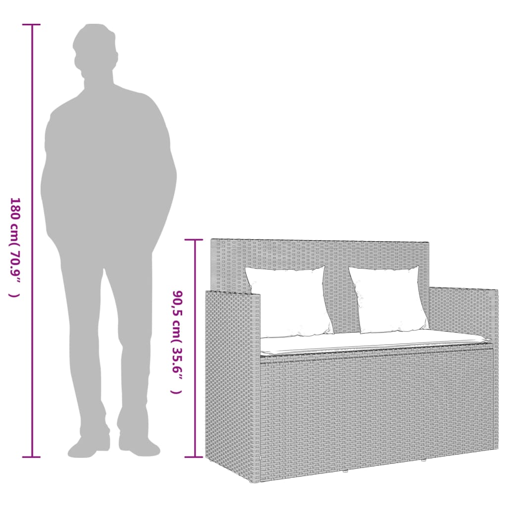 Garden Bench With Cushions Poly Rattan