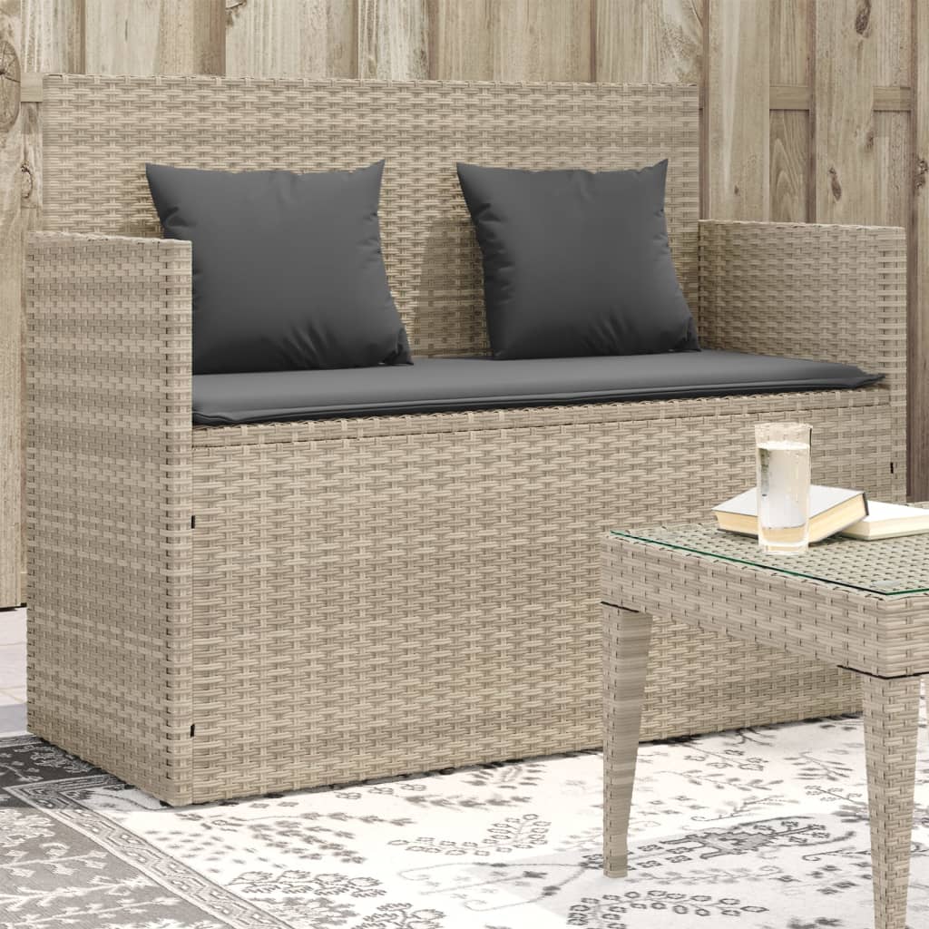 Garden Bench With Cushions Poly Rattan