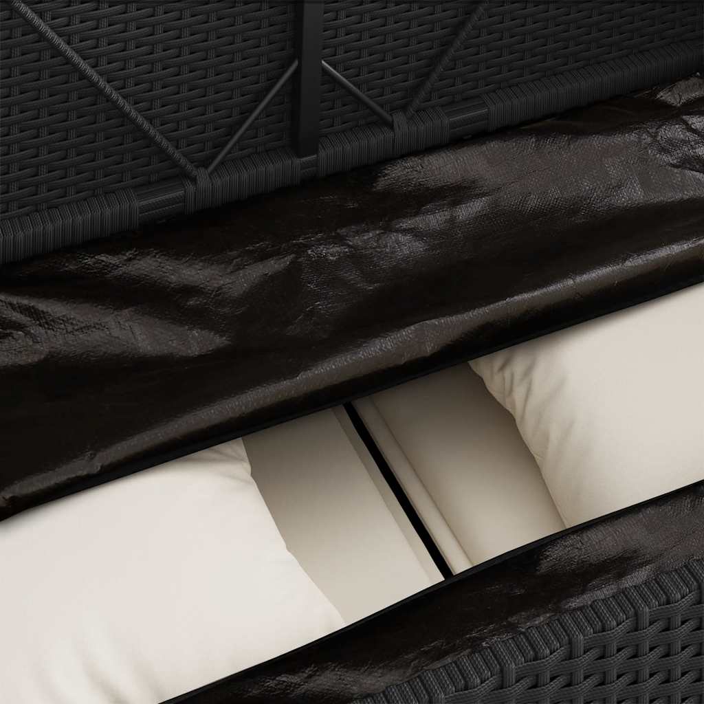 Garden Bench With Cushions Black Poly Rattan