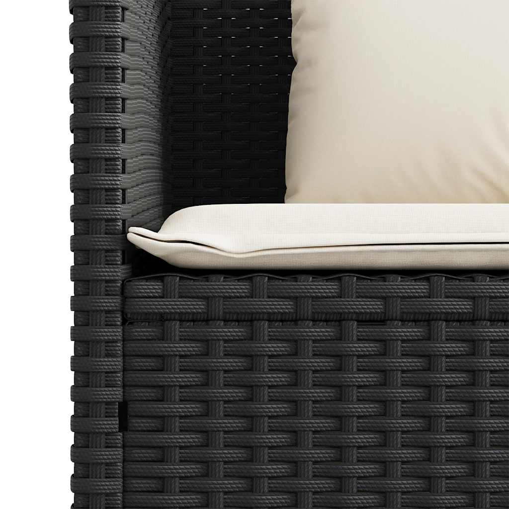 Garden Bench With Cushions Black Poly Rattan