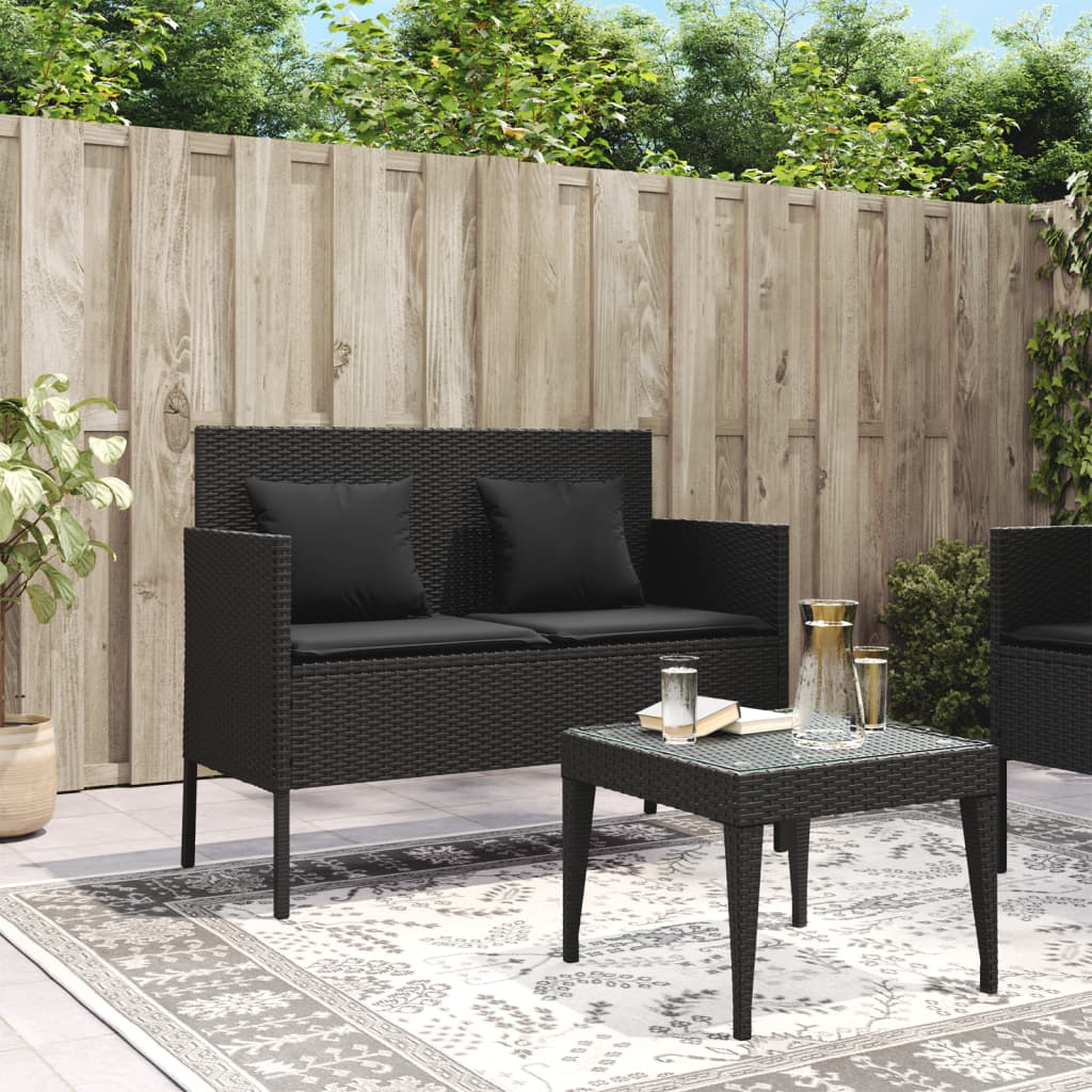 Garden Bench With Cushions Poly Rattan