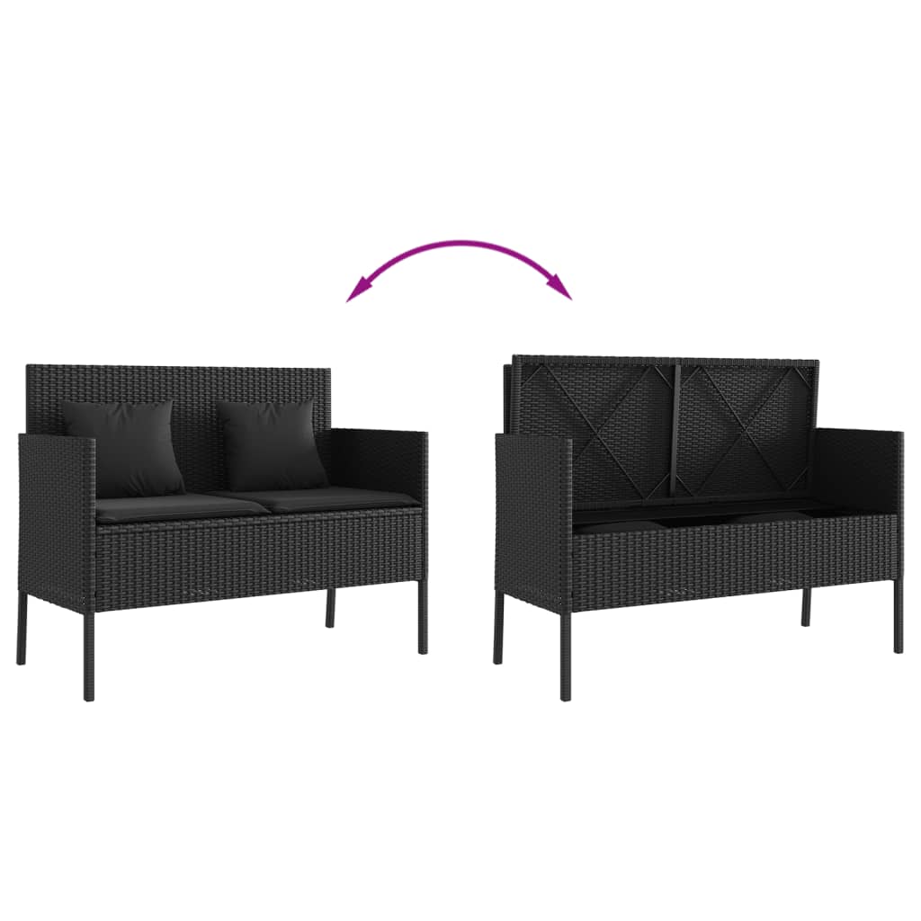 Garden Bench With Cushions Poly Rattan