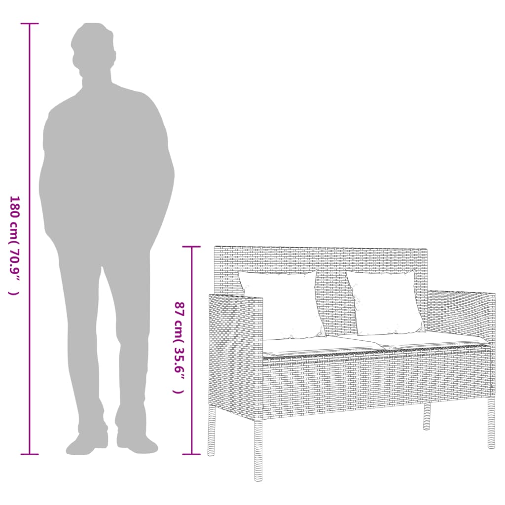 Garden Bench With Cushions Poly Rattan