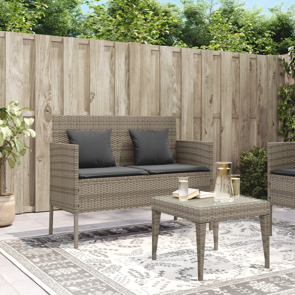 Garden Bench With Cushions Poly Rattan